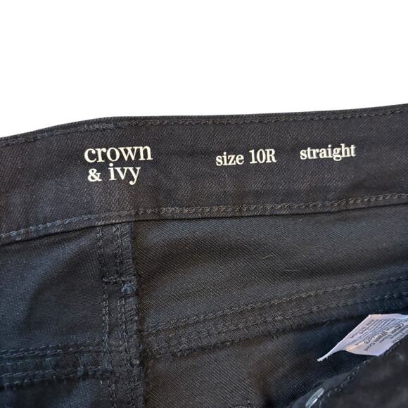 Crown & Ivy Size 10 R NWT Black Straight Leg Jeans Stretch Black NEW - Picture 4 of 5
